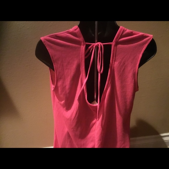 Knee length OP Hot pink cover up.  Keyhole back - Picture 2 of 6